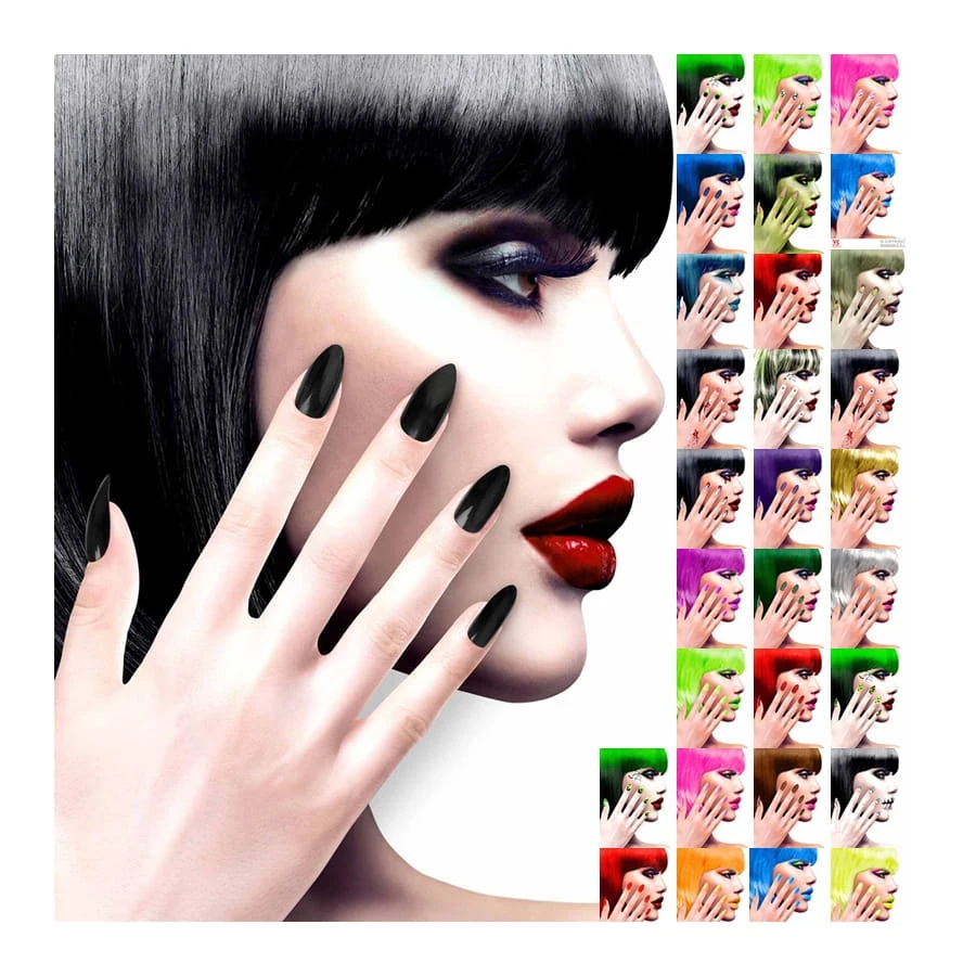 12 Faux Ongles Longs Pointus Adhesifs Femme 3 12 Faux Ongles Longs Pointus Adhesifs Femme