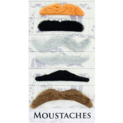 6 Moustaches Adhésives Multi Formes Et Couleurs -Boutique De Carnaval D'Halloween 6 moustaches adhesives multi formes et couleurs 32548