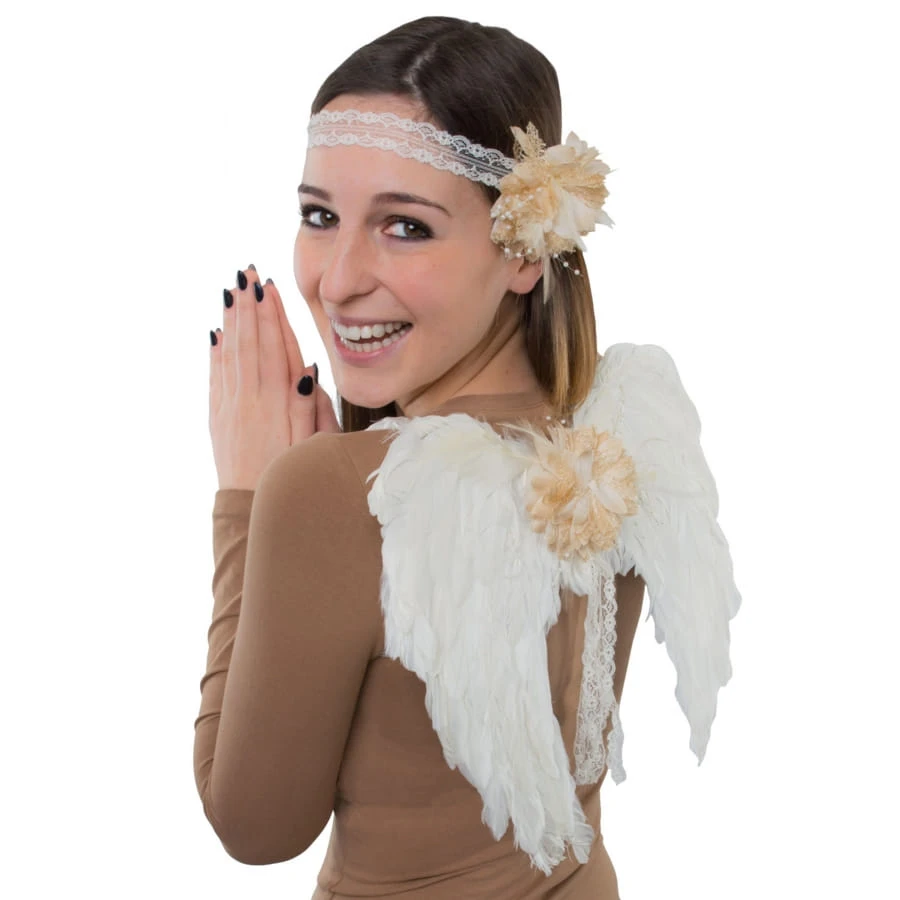 Ailes Blanches D'ange Avec Bandeau Et Fleur Ivoire 4 Ailes Blanches D'ange Avec Bandeau Et Fleur Ivoire – Image 2