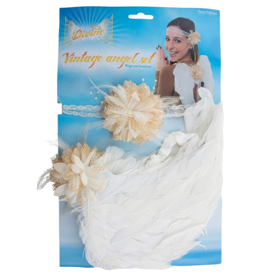 Ailes Blanches D'ange Avec Bandeau Et Fleur Ivoire 6 Ailes Blanches D'ange Avec Bandeau Et Fleur Ivoire – Image 4