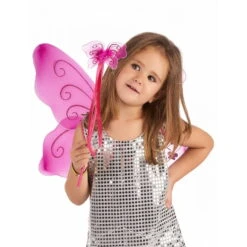 Ailes Et Baguette De Papillon Rose Pour Enfant -Boutique De Carnaval D'Halloween Ailes et baguette de papillon rose pour enfant 41008