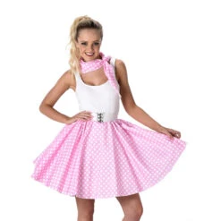 Bandana Et Jupe Années 50 Rose Clair Poids Blancs -Boutique De Carnaval D'Halloween Bandana et jupe annees 50 rose clair poids blancs 32036