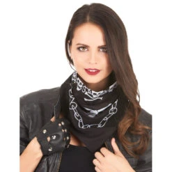 Bandana Noir Imprimé Crâne De Pirate 6 Bandana Noir Imprimé Crâne De Pirate -Boutique De Carnaval D'Halloween Bandana noir imprime crane de pirate 35317