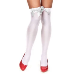 Déguisement Robe Verte De Bavaroise 12 Déguisement Robe Verte De Bavaroise -Boutique De Carnaval D'Halloween Bas blancs avec petits noeuds blancs 1