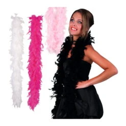 Robe Charleston Noire Courte Avec Franges -Boutique De Carnaval D'Halloween Boa de 50g et 180cm