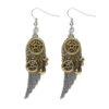 Boucles D'oreilles Steampunk Plumes Et Rouages