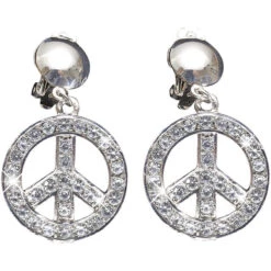 Boucles D'oreilles Symbole Peace And Love Strass