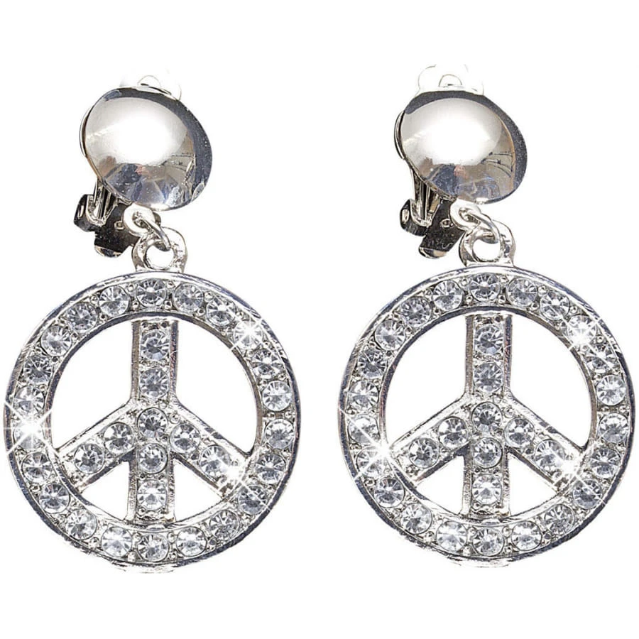 Boucles D'oreilles Symbole Peace And Love Strass 3 Boucles D'oreilles Symbole Peace And Love Strass