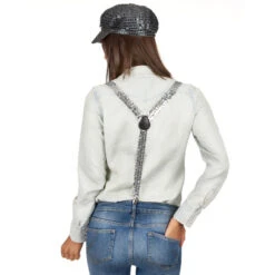 Bretelles De Sequins Argentés -Boutique De Carnaval D'Halloween Bretelles de sequins argentes 30467