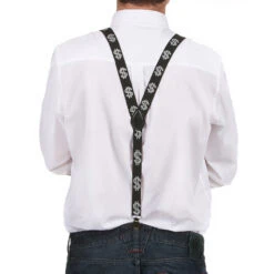 Bretelles Noires Imprimé Dollar Argenté -Boutique De Carnaval D'Halloween Bretelles noires imprime dollar argente 29193