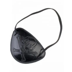 Déguisement Noir Et Doré De Capitaine Pirate -Boutique De Carnaval D'Halloween Cache oeil noir avec symbole pirate en relief 1
