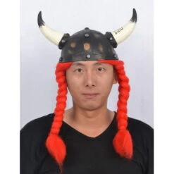 Casque De Gaulois Avec Cornes Et Tresses -Boutique De Carnaval D'Halloween Casque de gaulois avec cornes et tresses 29625