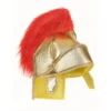 Casque De Romain Doré Avec Plums Rouges 2 Casque De Romain Doré Avec Plums Rouges -Boutique De Carnaval D'Halloween Casque de romain dore avec plums rouges