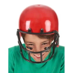 Casque Rouge De Footballeur Américain, Enfant -Boutique De Carnaval D'Halloween Casque rouge de footballeur americain enfant 23903