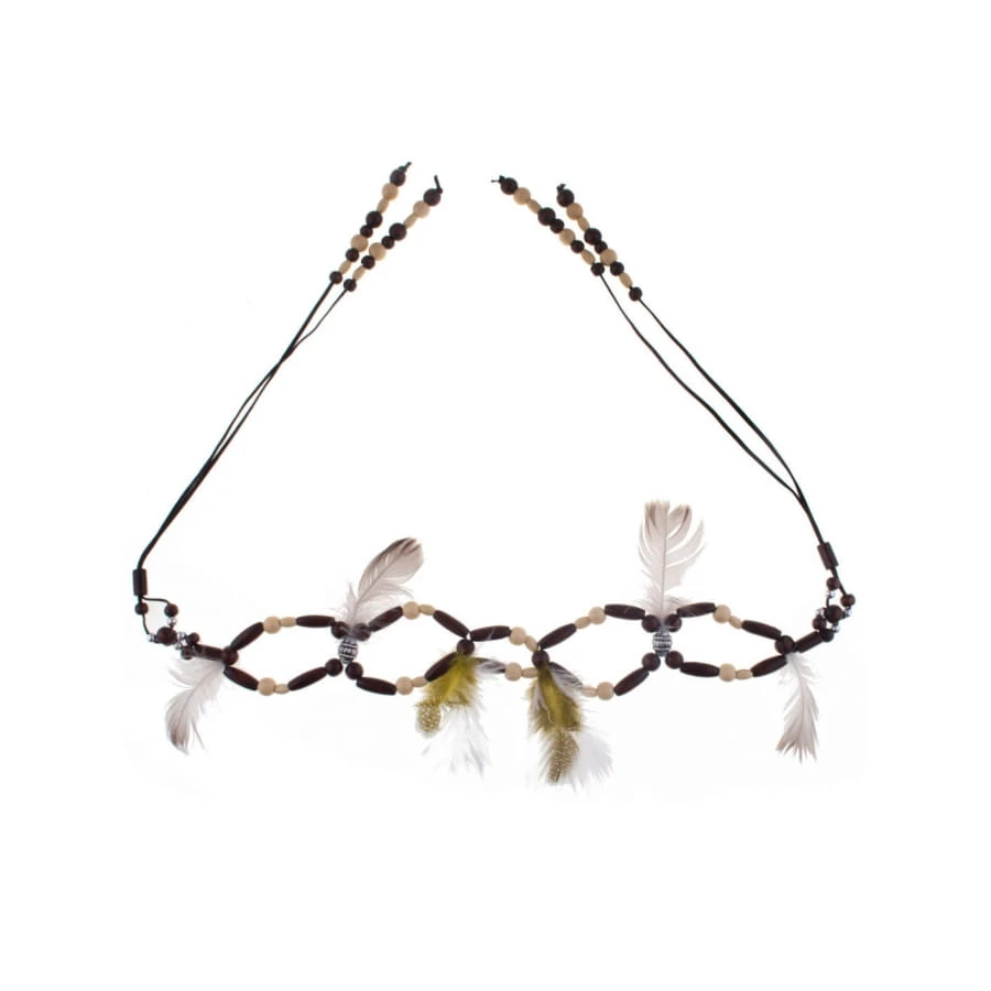 Ceinture Marron Indienne Plumes Et Perles 3 Ceinture Marron Indienne Plumes Et Perles