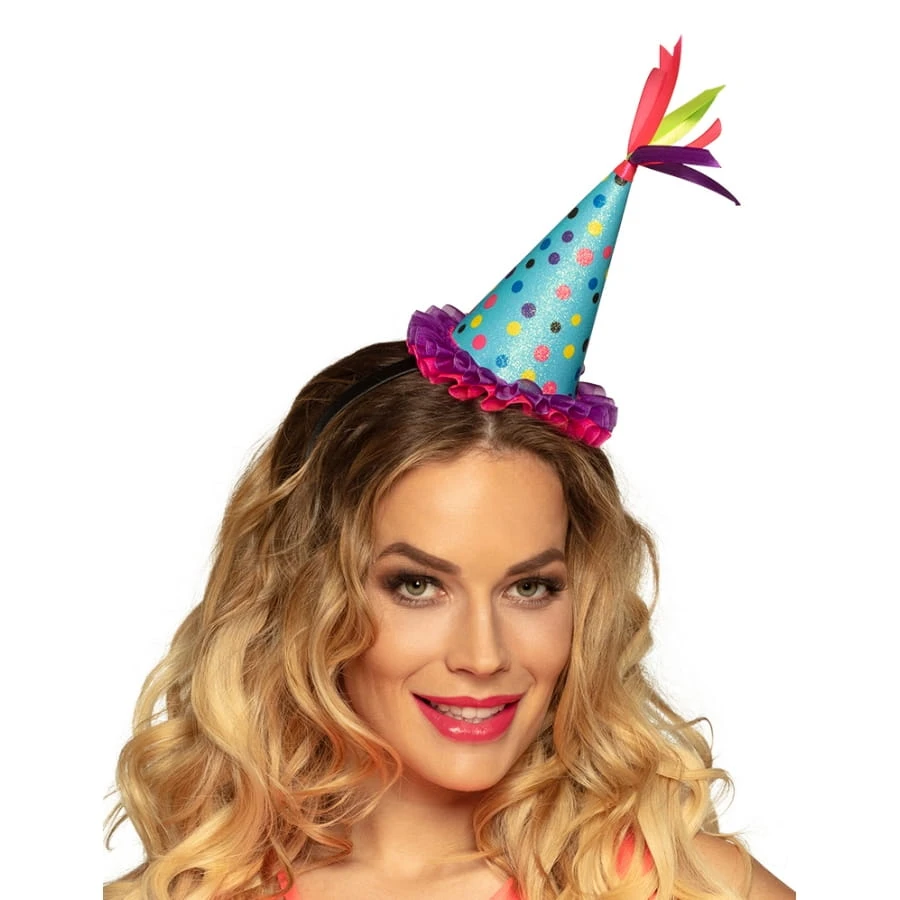 Chapeau De Fête Bleu Multicolore Sur Serre-tête 4 Chapeau De Fête Bleu Multicolore Sur Serre-tête – Image 2