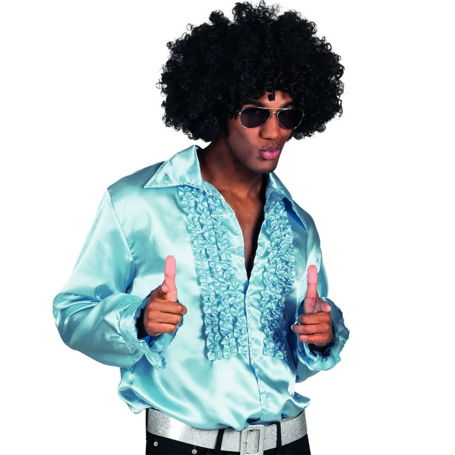 Chemise Bleu Clair Disco Ruche Pour Homme 3 Chemise Bleu Clair Disco Ruche Pour Homme