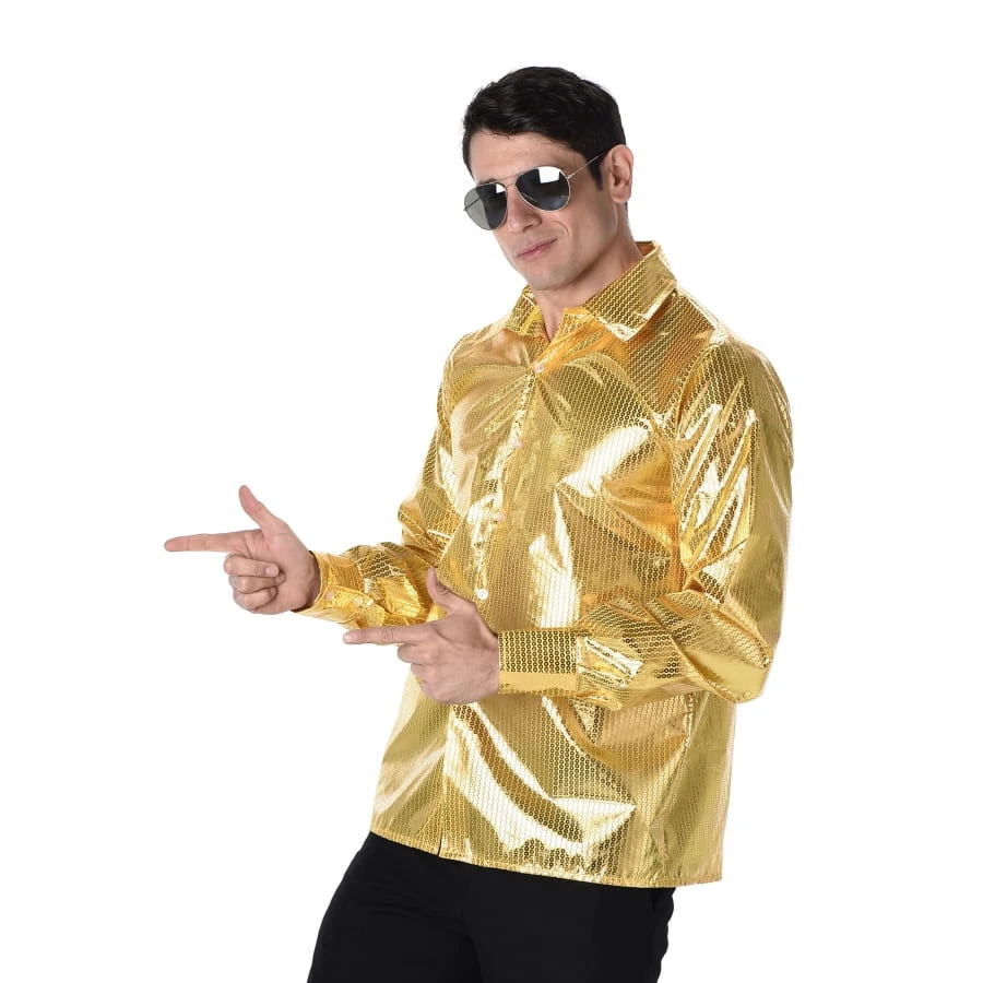 Chemise Disco Dorée Avec Sequins 4 Chemise Disco Dorée Avec Sequins – Image 2