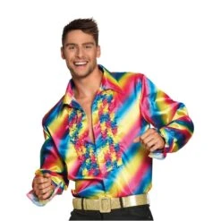 Chemise Froufrou Disco Tissu Satiné Pour Homme