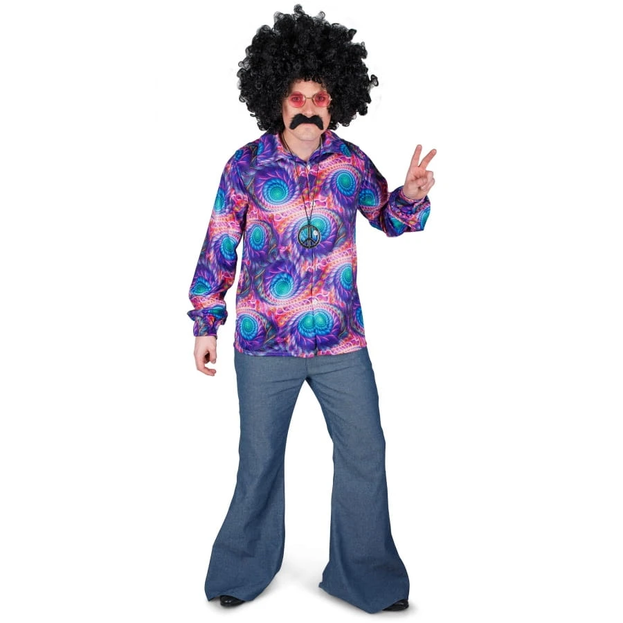 Chemise Psychédélique Hippie Motifs Violets 3 Chemise Psychédélique Hippie Motifs Violets