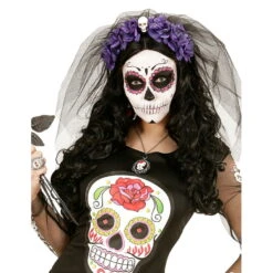 Coiffe Dia De Los Muertos Avec Voile Et Fleurs 8 Coiffe Dia De Los Muertos Avec Voile Et Fleurs -Boutique De Carnaval D'Halloween Coiffe dia de los muertos avec voile et fleurs 47047
