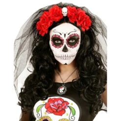 Coiffe Dia De Los Muertos Avec Voile Et Fleurs 9 Coiffe Dia De Los Muertos Avec Voile Et Fleurs -Boutique De Carnaval D'Halloween Coiffe dia de los muertos avec voile et fleurs 47048