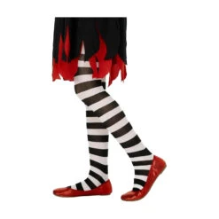 Tenue D'écolière Gothique Pour Fille 9 Tenue D'écolière Gothique Pour Fille -Boutique De Carnaval D'Halloween Collants de sorciere noirs et blancs pour enfant