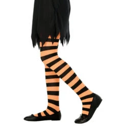 Collants Rayés Orange Et Noir. Enfant -Boutique De Carnaval D'Halloween Collants rayes orange et noir enfant 2