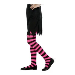 Collants Rayés Rose Fushia Et Noir. Enfant