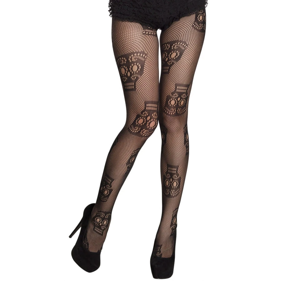 Collants Résilles Motifs Masque Dia De Los Muertos 3 Collants Résilles Motifs Masque Dia De Los Muertos