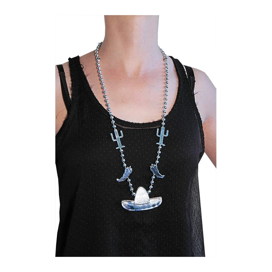 Collier Argenté Avec Pendentifs Mexicains 4 Collier Argenté Avec Pendentifs Mexicains – Image 2