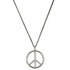 Tenue Marron De Hippie Avec Haut Coloré -Boutique De Carnaval D'Halloween Collier peace and love en metal argente