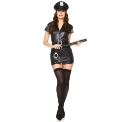 Combi De Policière Courte En Simili Noir 10 Combi De Policière Courte En Simili Noir -Boutique De Carnaval D'Halloween Combi de policiere courte en simili noir 124