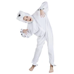 Combinaison D'ours Blanc En Peluche -Boutique De Carnaval D'Halloween Combinaison d ours blanc en peluche 135