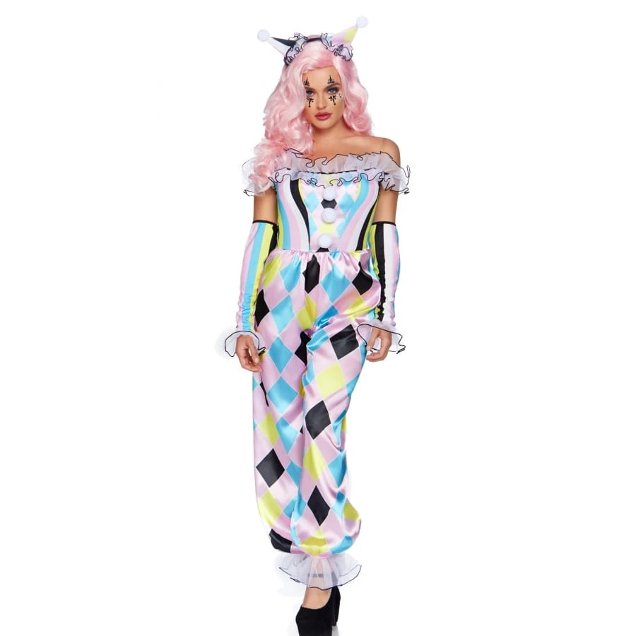 Combinaison De Clown Rose Multicolore Femme, Luxe 3 Combinaison De Clown Rose Multicolore Femme, Luxe