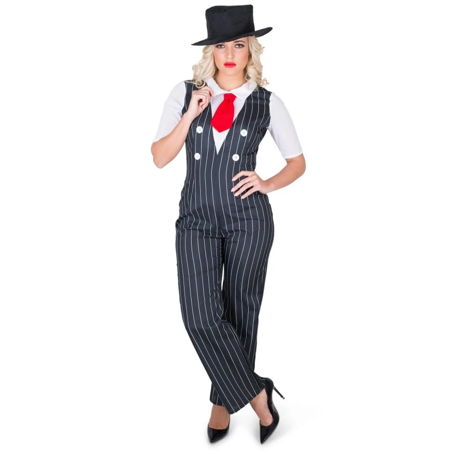 Combinaison De Femme Gangster Lignée Noir Blanc 3 Combinaison De Femme Gangster Lignée Noir Blanc