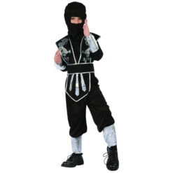 Combinaison De Ninja Noire Argentée Pour Enfant 10 Combinaison De Ninja Noire Argentée Pour Enfant -Boutique De Carnaval D'Halloween Combinaison de ninja noire argentee pour enfant 26954