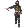 Combinaison Noire Imprimé Doré De Petit Ninja 1 Combinaison Noire Imprimé Doré De Petit Ninja -Boutique De Carnaval D'Halloween Combinaison noire imprime dore de petit ninja