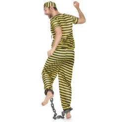 Combinaison Rayée Jaune Et Noire Et Prisonnier -Boutique De Carnaval D'Halloween Combinaison rayee jaune et noire et prisonnier 17542