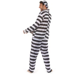 Combinaison Rayée Noire Et Blanche De Prisonnier 10 Combinaison Rayée Noire Et Blanche De Prisonnier -Boutique De Carnaval D'Halloween Combinaison rayee noire et blanche de prisonnier 14299