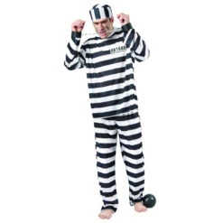 Combinaison Rayée Noire Et Blanche De Prisonnier