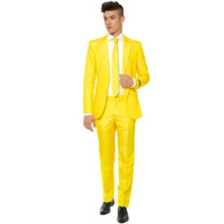 Costume 3 Pièces Classique Jaune Pour Homme
