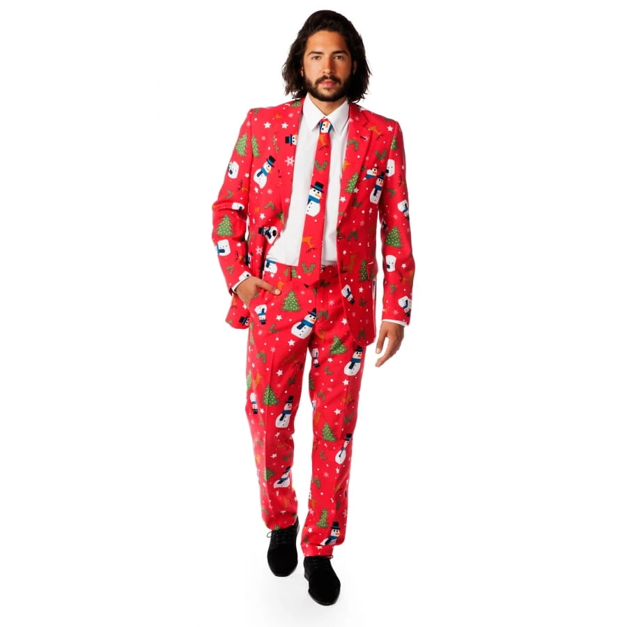 Costume 3 Pièces Rouge Motifs De Noel 3 Costume 3 Pièces Rouge Motifs De Noel