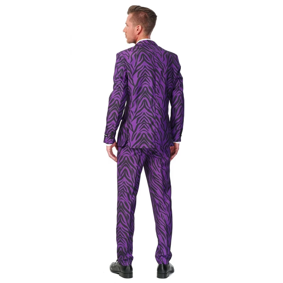 Costume 3 Pièces Violet Imprimé Tigre 4 Costume 3 Pièces Violet Imprimé Tigre – Image 2