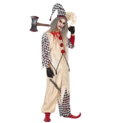 Costume D'Arlequin Blanc Et Noir Ensanglanté Homme