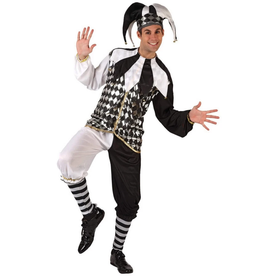 Costume D'arlequin Noir Et Blanc Pour Adulte 3 Costume D'arlequin Noir Et Blanc Pour Adulte