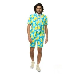 Costume D'été 3 Pièces Motif Ananas Pour Homme
