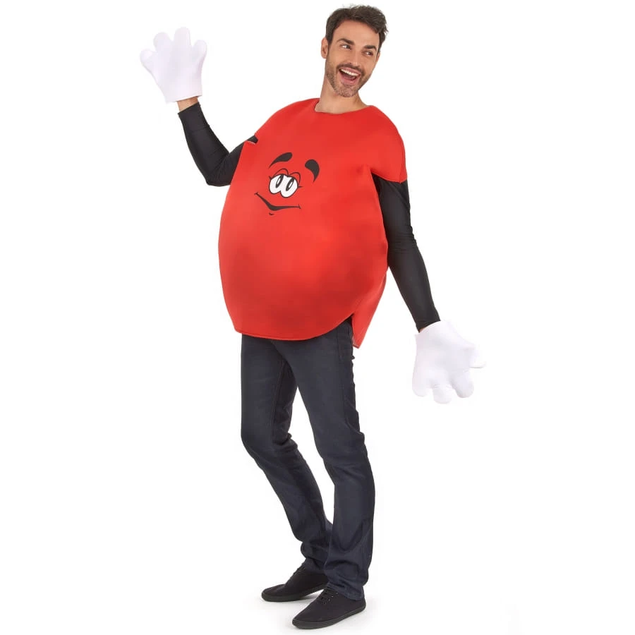 Costume De Bonbon Rouge Pour Adulte Avec Gants 4 Costume De Bonbon Rouge Pour Adulte Avec Gants – Image 2
