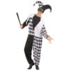 Costume De Bouffon Blanc Et Noir Pour Adulte 1 Costume De Bouffon Blanc Et Noir Pour Adulte -Boutique De Carnaval D'Halloween Costume de bouffon blanc et noir pour adulte