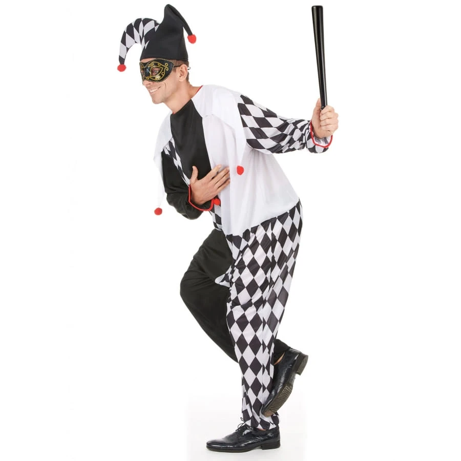 Costume De Bouffon Blanc Et Noir Pour Adulte 4 Costume De Bouffon Blanc Et Noir Pour Adulte – Image 2